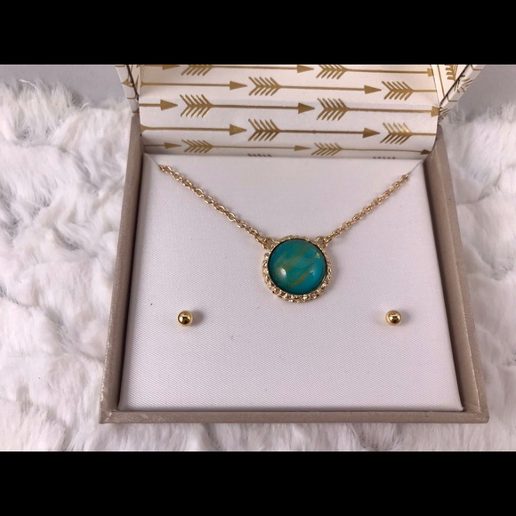 ✅🆕Teal and gold bubble glass necklace - Picture 5 of 8